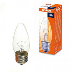 Лампа OSRAM В CL 60W E-27(свечкообразная)