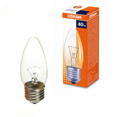 Лампа OSRAM В CL 40W E-27 (свечкообразная)