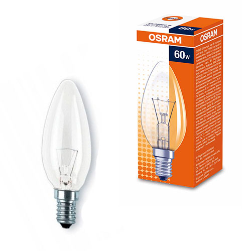 Лампа OSRAM В CL 60W E-14(свечкообразная)